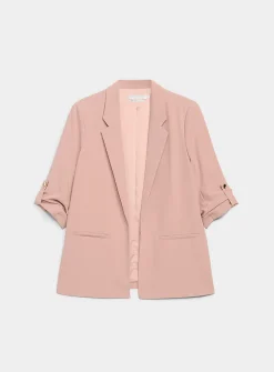Lightweight crepe open casual jacket