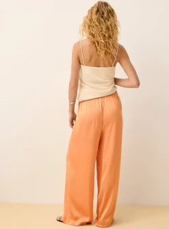 Lightweight satin wide-leg pant