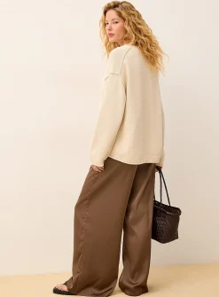 Lightweight satin wide-leg pant