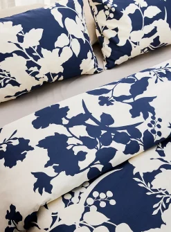 Lila floral poetry navy blue duvet cover set