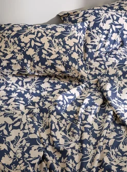 Lila floral poetry navy blue sheet set