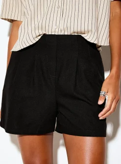 Linen blend pleated-waistband short