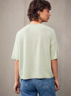 Linen blend solid sweater