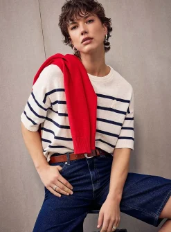 Linen blend striped sweater