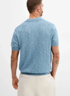Linen knit Johnny-collar sweater