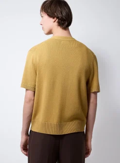 Linen knit short-sleeve cardigan