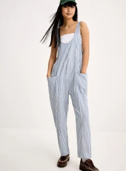Linen-blend barrel-leg bodysuit