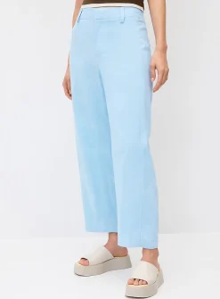 Linen-blend barrel-leg dress pant
