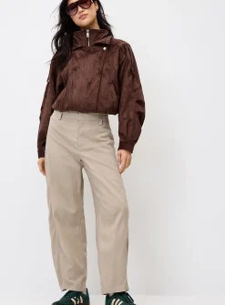 Linen-blend barrel-leg dress pant