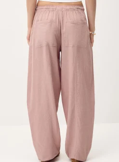 Linen-blend barrel-leg pant