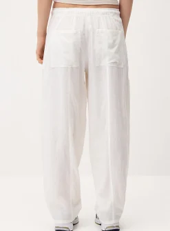 Linen-blend barrel-leg pant
