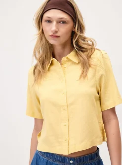 Linen-blend boxy-fit shirt