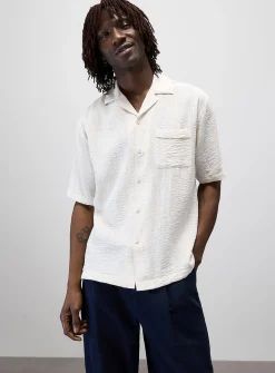 Linen-blend camp shirt