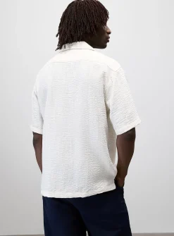 Linen-blend camp shirt