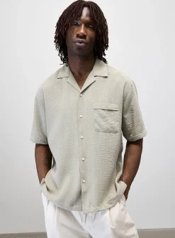 Linen-blend camp shirt