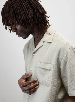 Linen-blend camp shirt
