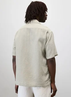 Linen-blend camp shirt