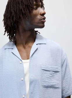 Linen-blend camp shirt