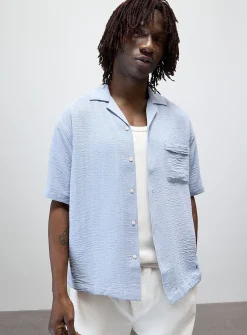 Linen-blend camp shirt