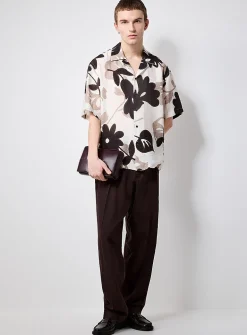 Linen-blend chocolate-brown pant