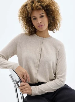 Linen-blend fine-knit cardigan