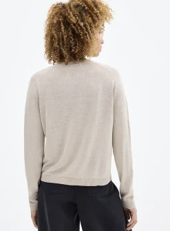 Linen-blend fine-knit cardigan