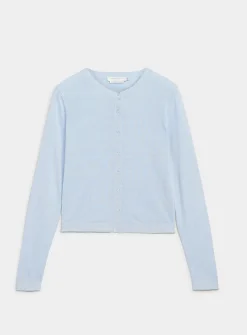Linen-blend fine-knit cardigan