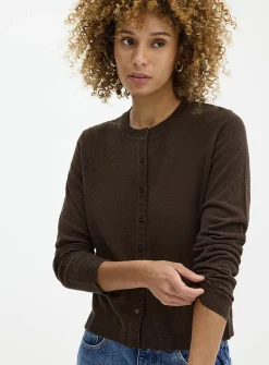 Linen-blend fine-knit cardigan