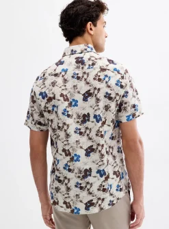 Linen-blend floral shirt