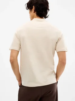 Linen-blend jersey polo