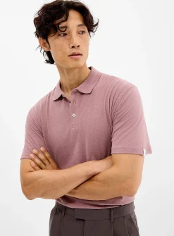 Linen-blend jersey polo