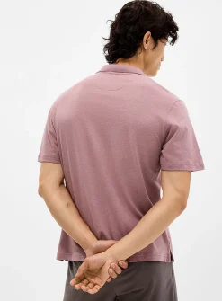 Linen-blend jersey polo