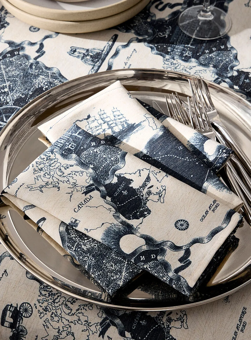 Linen-blend map napkins