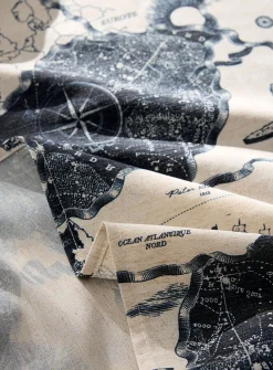 Linen-blend map tablecloth