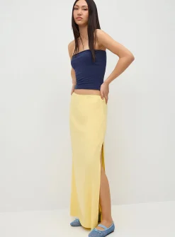 Linen-blend maxi skirt