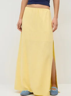 Linen-blend maxi skirt