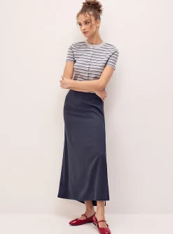 Linen-blend maxi skirt