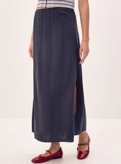 Linen-blend maxi skirt