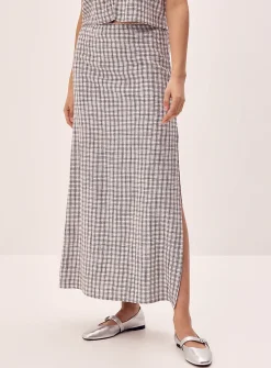 Linen-blend maxi skirt
