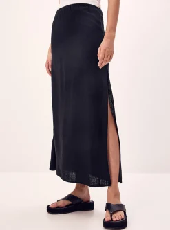 Linen-blend maxi skirt