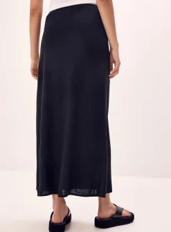 Linen-blend maxi skirt