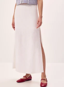 Linen-blend maxi skirt