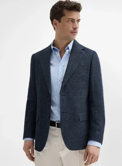 Linen-blend textured jacket