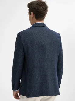 Linen-blend textured jacket