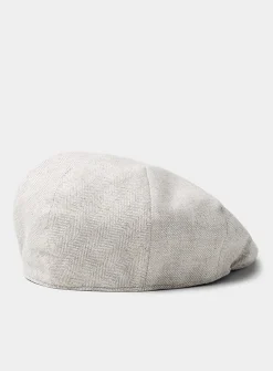 Linen-cotton herringbone driver cap