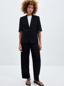 Linen-cotton short-sleeve blazer