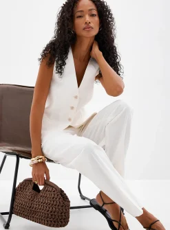 Linen-cotton V-neck vest