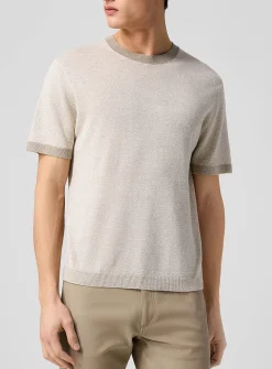 Linen-silk blend short-sleeve sweater