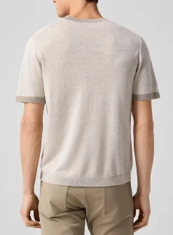 Linen-silk blend short-sleeve sweater