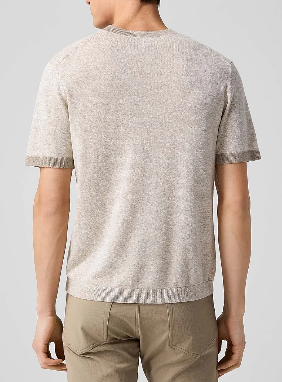 Linen-silk blend short-sleeve sweater